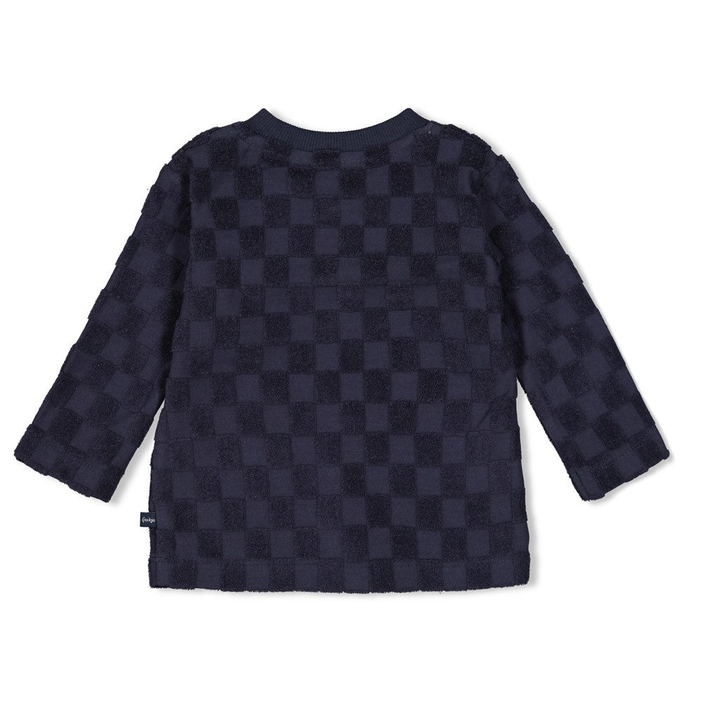 Jongens Longsleeve ruit badstof - Let's Go! van Feetje in de kleur Donkerblauw in maat 86.