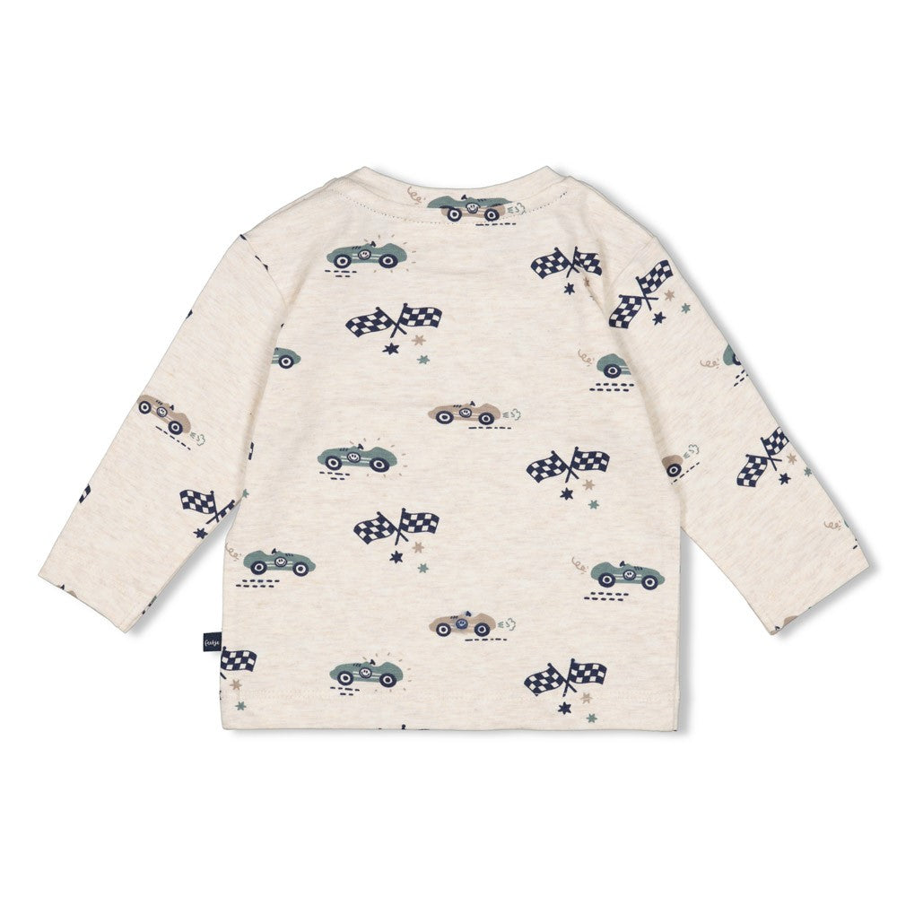 Jongens Longsleeve AOP - Let's Go! van Feetje in de kleur Off White in maat 86.