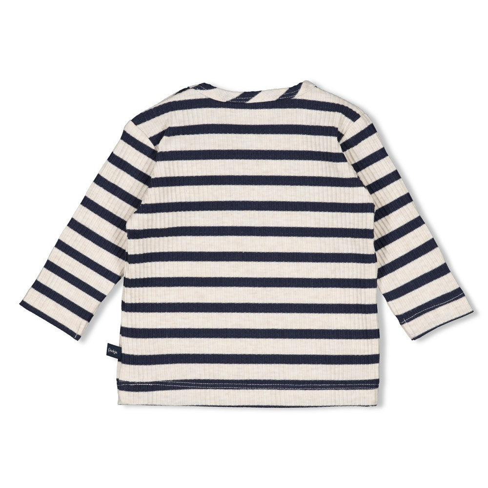 Jongens Longsleeve rib met streep - Let's Go! van Feetje in de kleur Donkerblauw in maat 86.