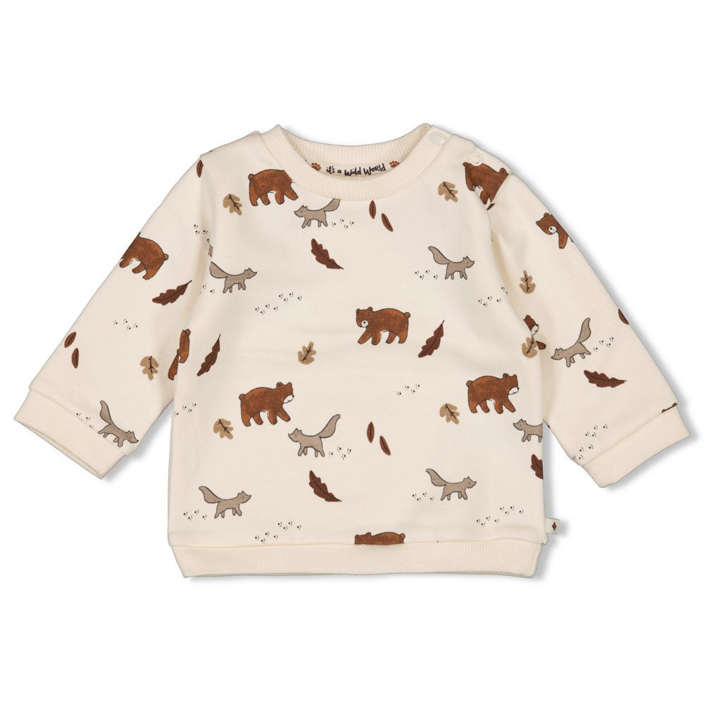 Jongens Sweater AOP - Wild World van Feetje in de kleur Off White in maat 86.