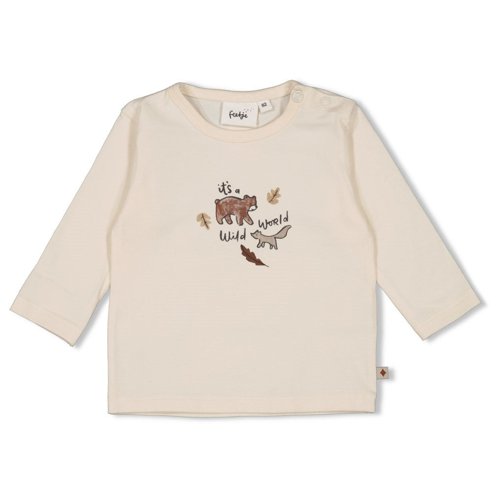 Jongens Longsleeve - Wild World van Feetje in de kleur Off White in maat 86.