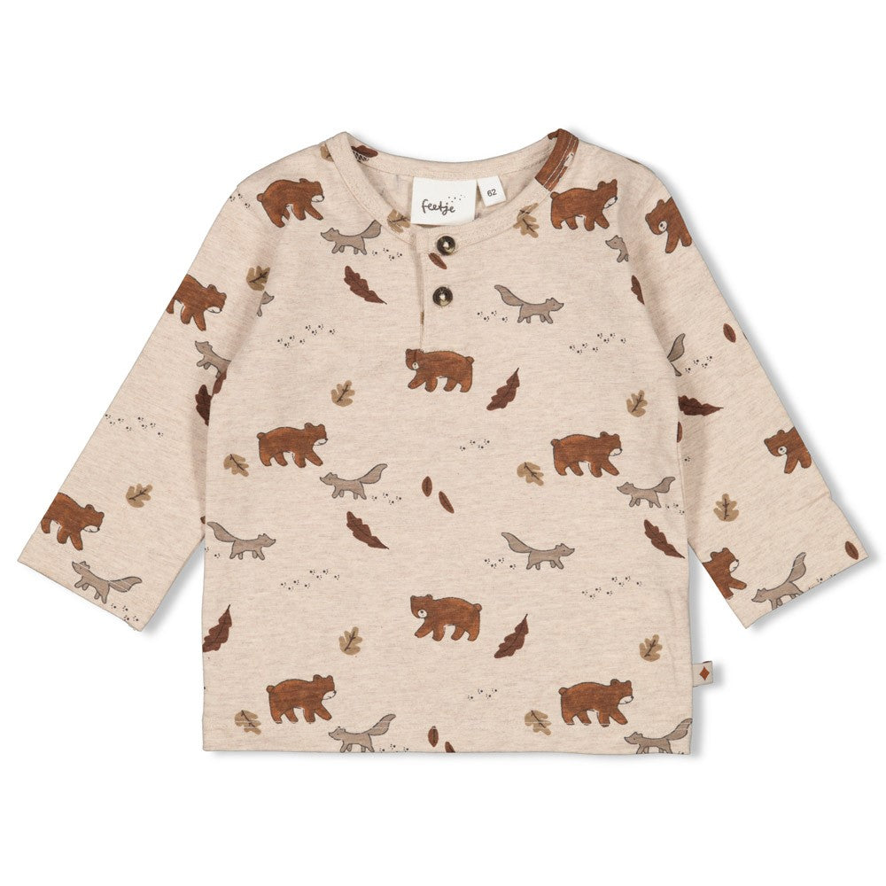Jongens Longsleeve AOP - Wild World van Feetje in de kleur Bruin in maat 86.