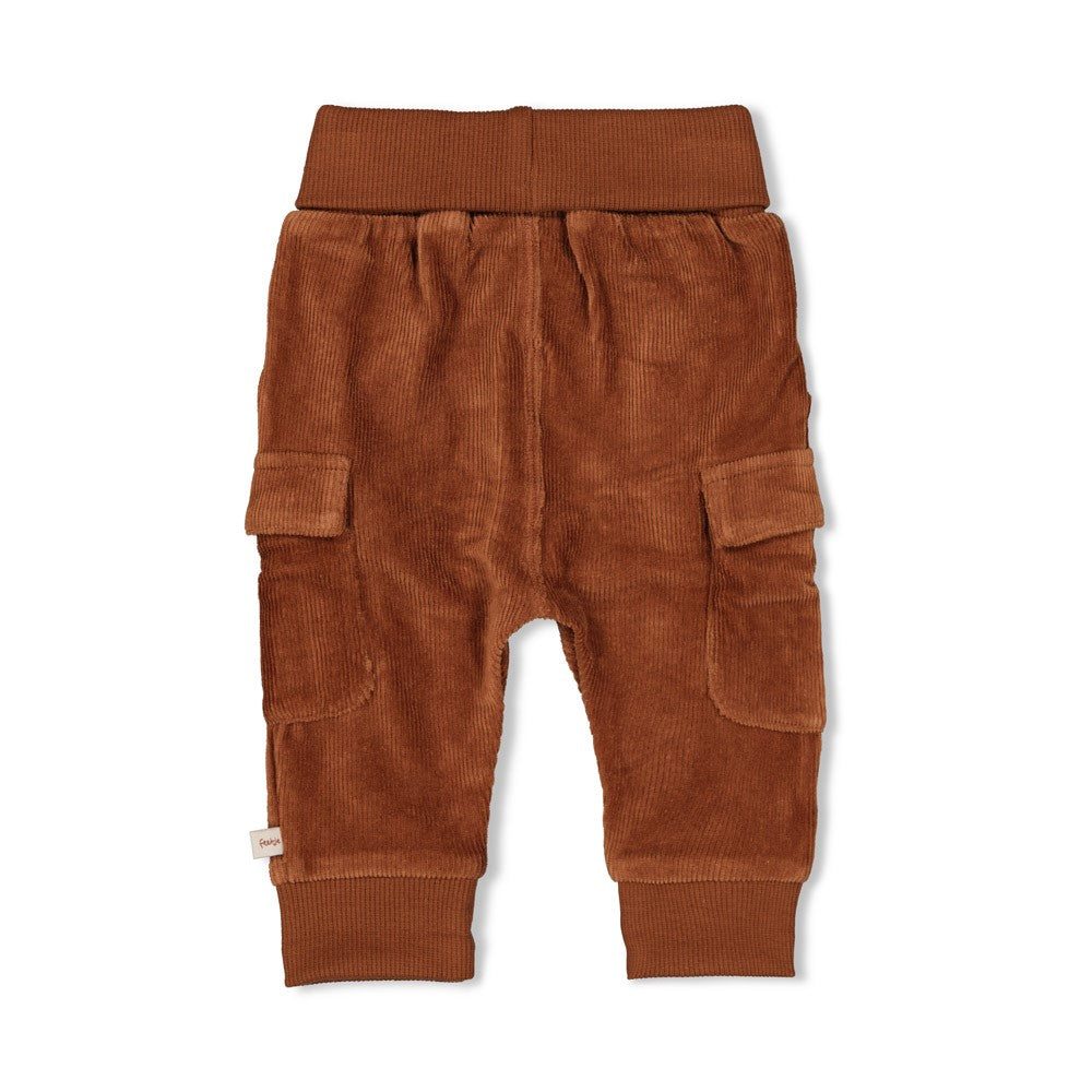 Jongens Broek velours rib - Wild World van Feetje in de kleur Bruin in maat 86.