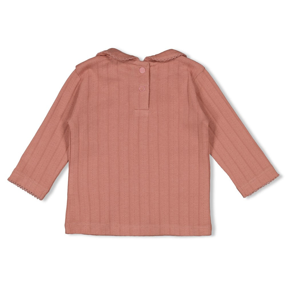 Meisjes Longsleeve pointelle rib - Woodland Bloom van Feetje in de kleur Roze in maat 86.