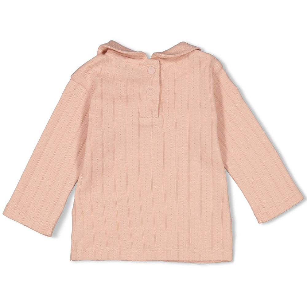 Meisjes Longsleeve pointelle rib - Woodland Bloom van Feetje in de kleur Roze in maat 86.
