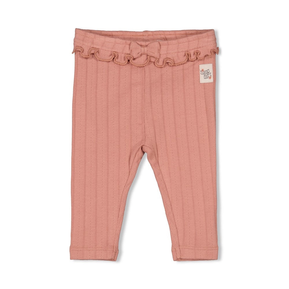 Meisjes Legging pointelle rib - Woodland Bloom van Feetje in de kleur Roze in maat 86.