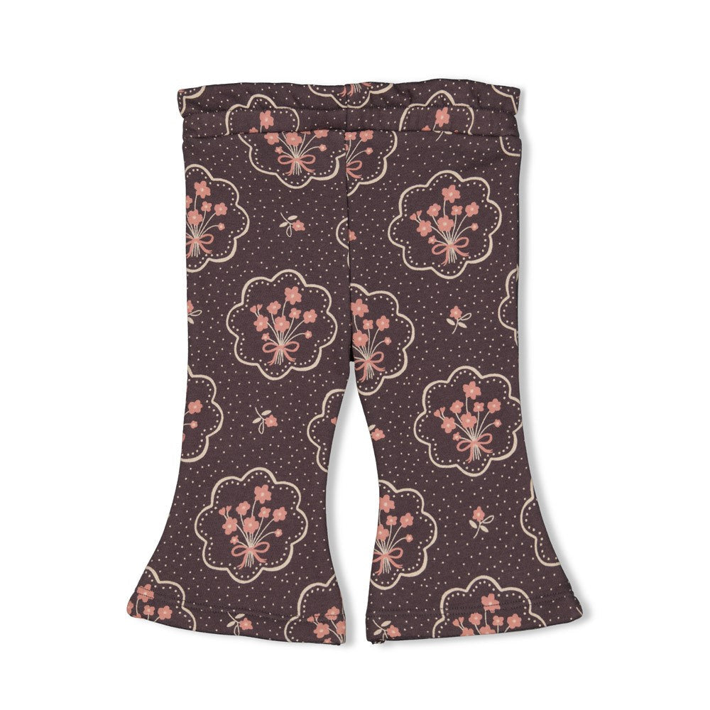 Meisjes Flare broek AOP - Woodland Bloom van Feetje in de kleur Grijs in maat 86.