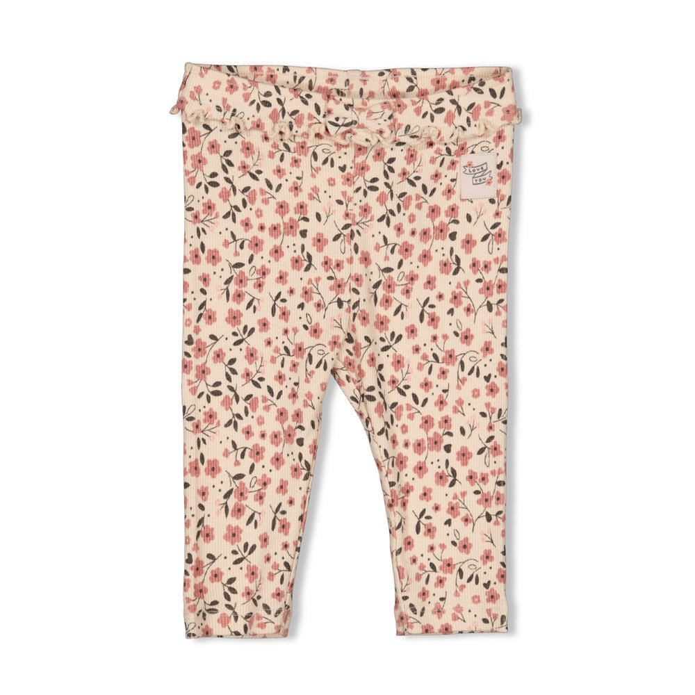 Meisjes Legging rib AOP - Woodland Bloom van Feetje in de kleur Off White in maat 86.