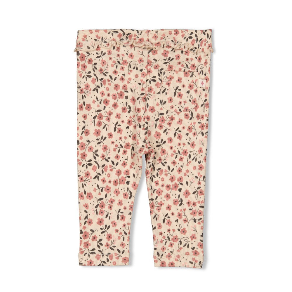 Meisjes Legging rib AOP - Woodland Bloom van Feetje in de kleur Off White in maat 86.