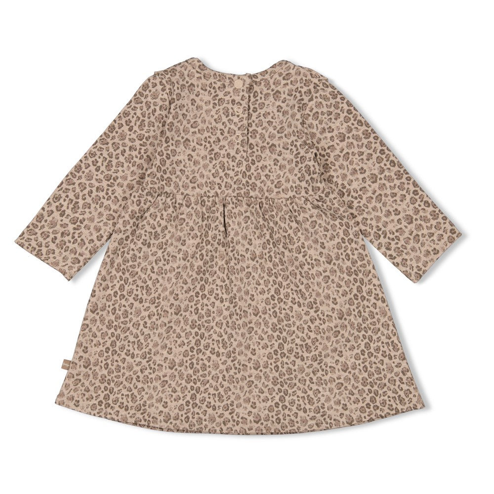 Meisjes Jurk AOP - Better Together van Feetje in de kleur Bruin in maat 86.