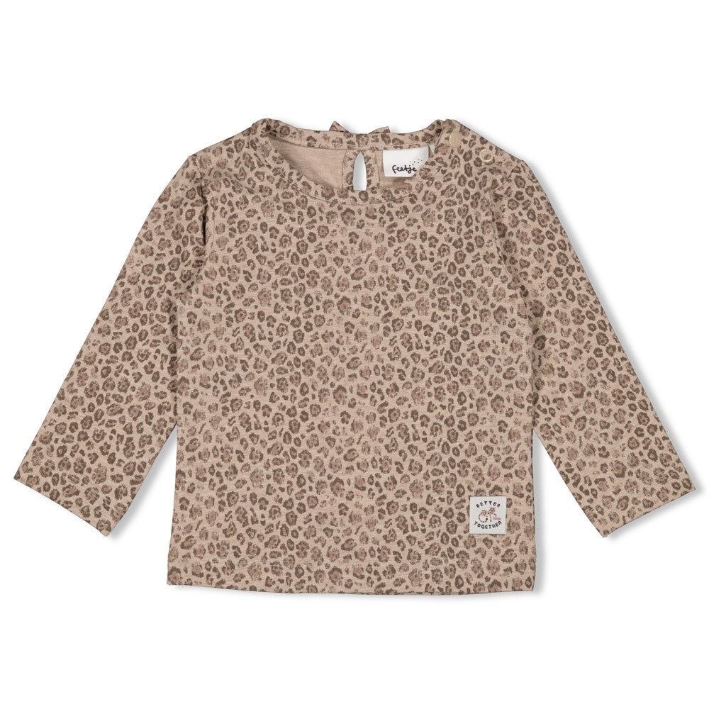 Meisjes Longsleeve AOP - Better Together van Feetje in de kleur Bruin in maat 86.