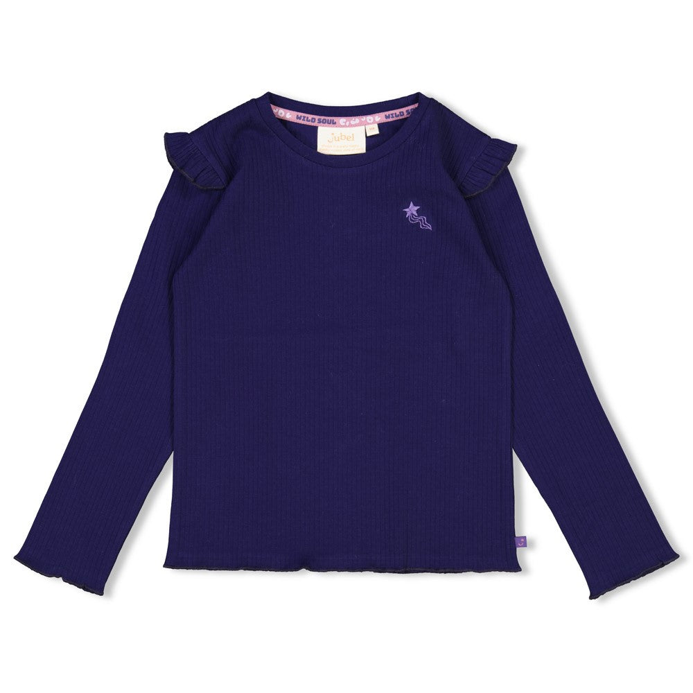 Meisjes Longsleeve rib - Wild Soul van Jubel in de kleur Indigo in maat 128.