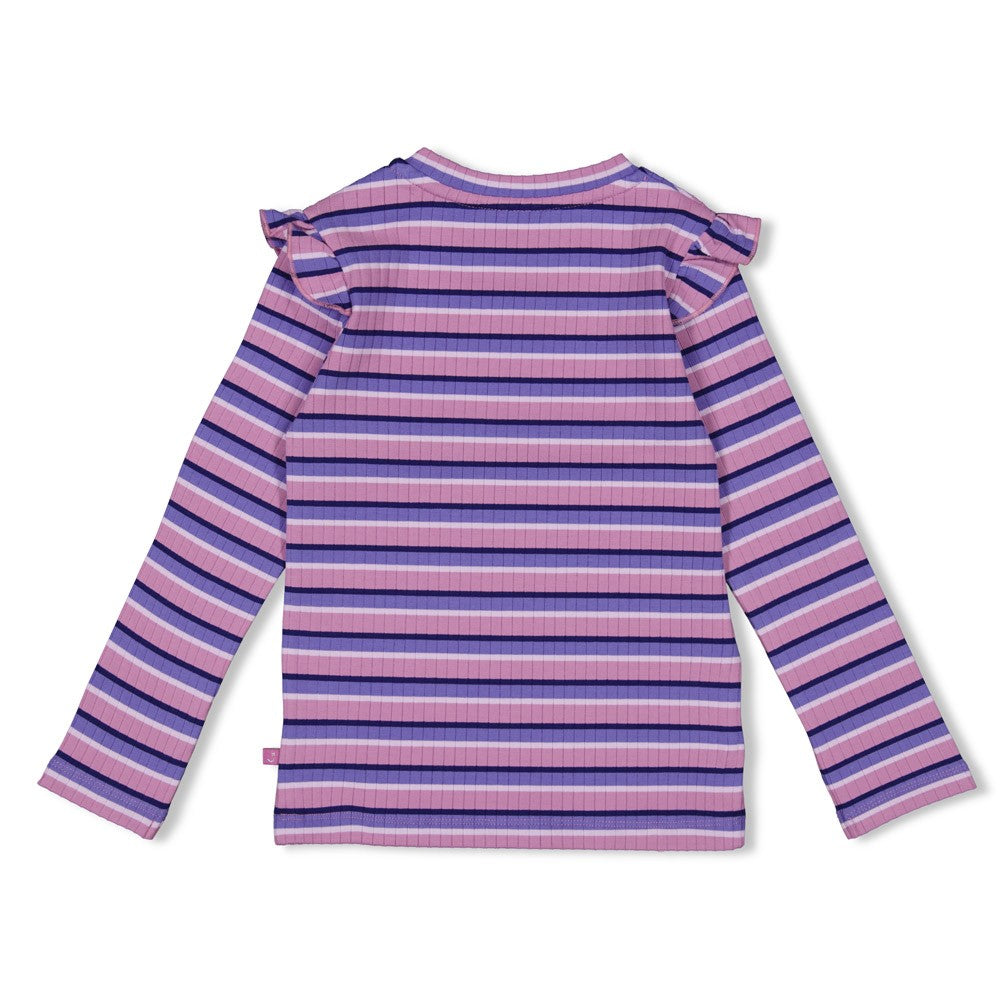 Meisjes Longsleeve rib met streep - Wild Soul van Jubel in de kleur Violet in maat 128.