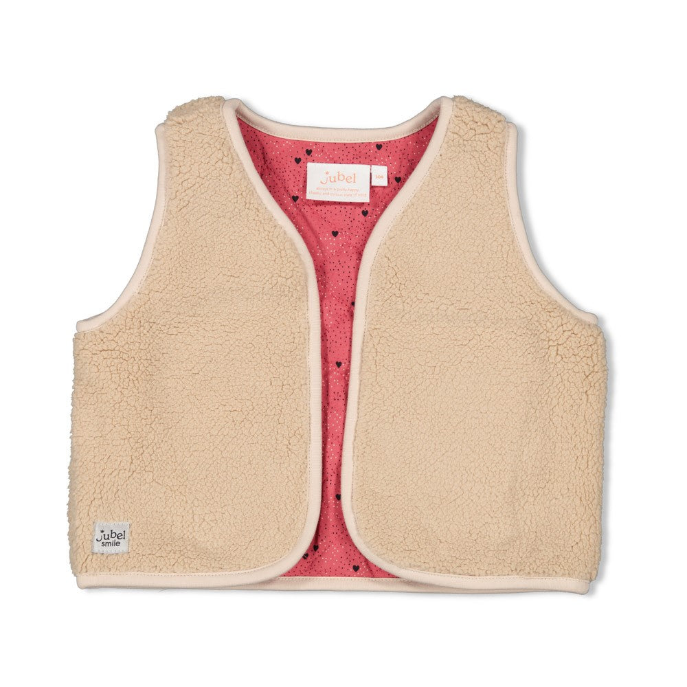 Meisjes Teddy gilet - Queen Of Hearts van Jubel in de kleur Offwhite in maat 128.