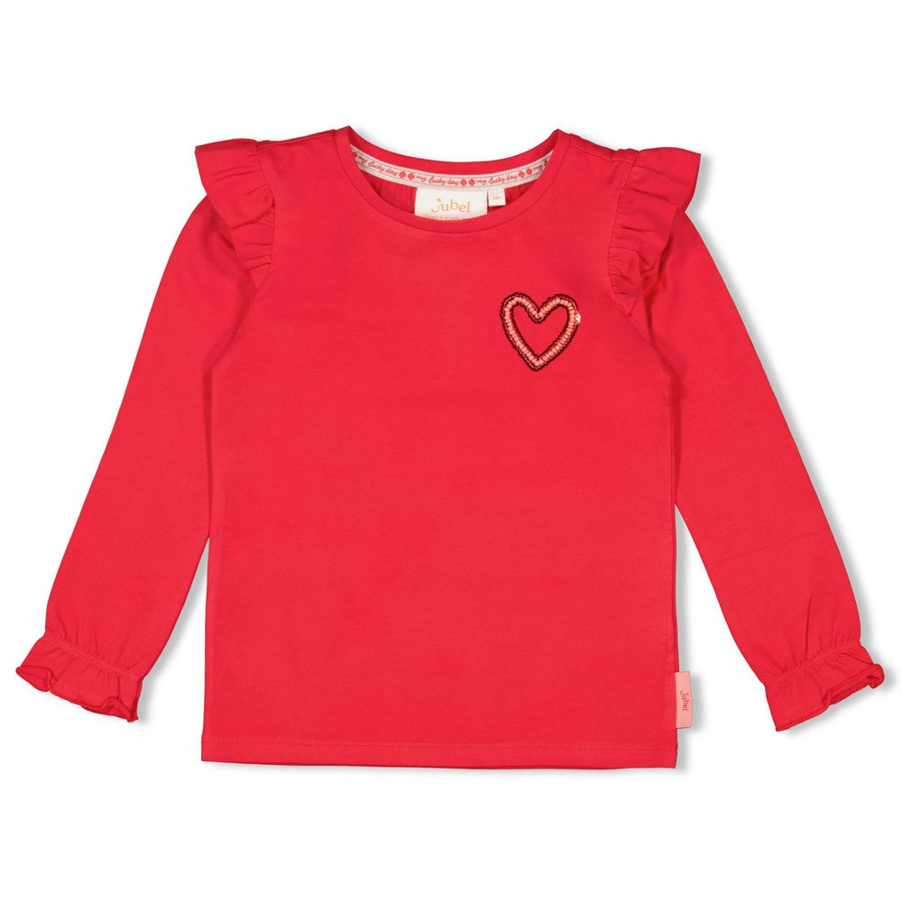 Meisjes Longsleeve - Queen Of Hearts van Jubel in de kleur Rood in maat 128.