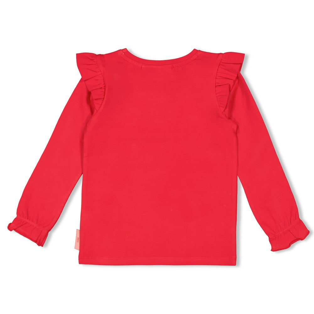 Meisjes Longsleeve - Queen Of Hearts van Jubel in de kleur Rood in maat 128.