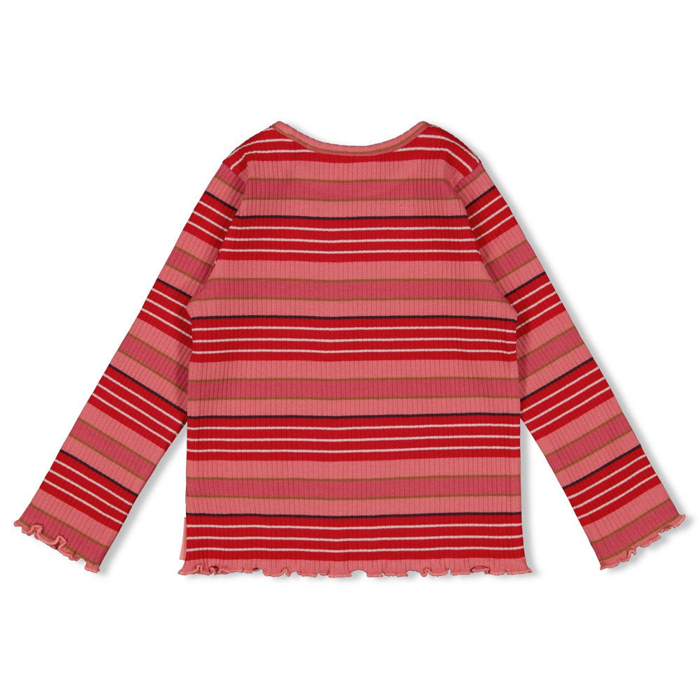 Meisjes Longsleeve rib met streep - Queen Of Hearts van Jubel in de kleur l.Roze in maat 128.