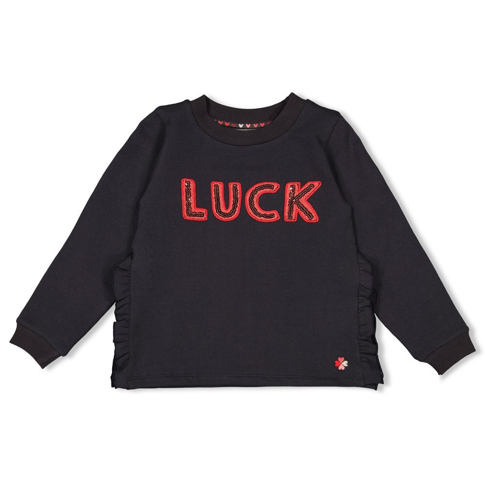 Meisjes Sweater - Queen Of Hearts van Jubel in de kleur Antraciet in maat 128.