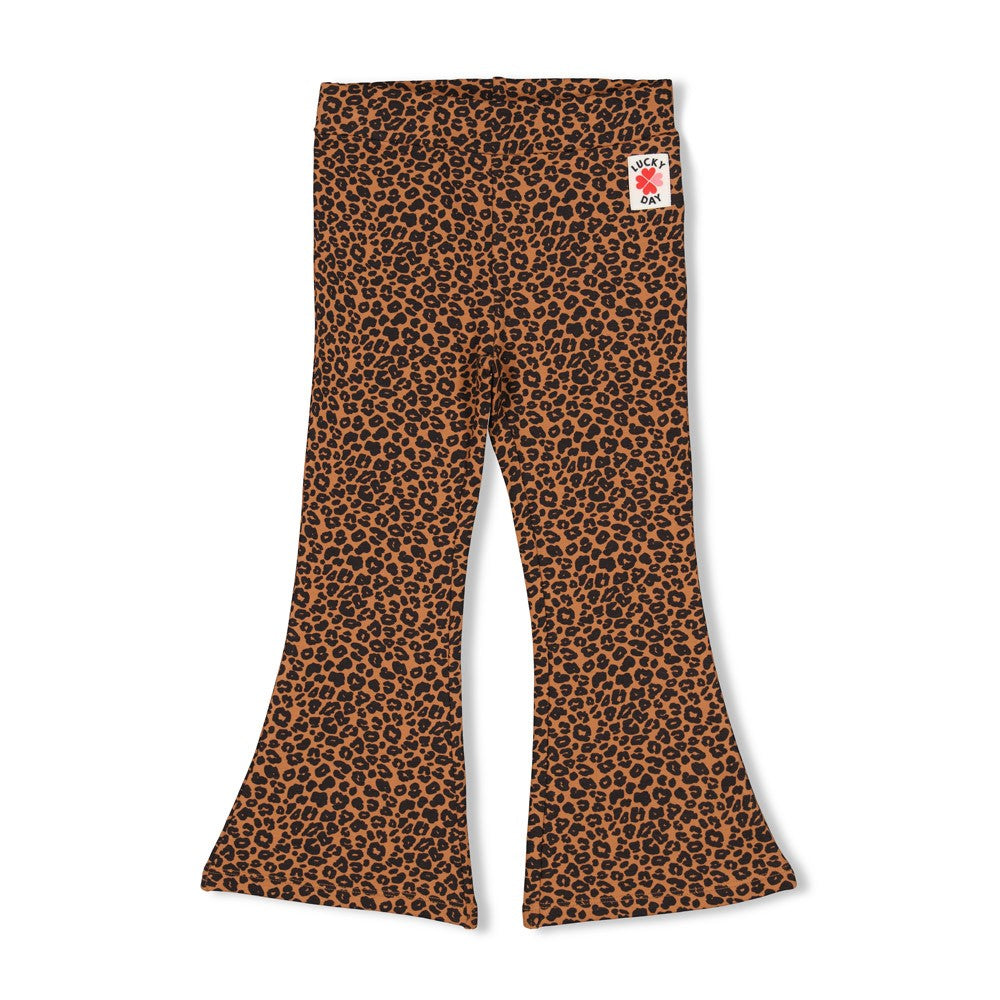 Meisjes Flared broek AOP - Queen Of Hearts van Jubel in de kleur Bruin in maat 128.