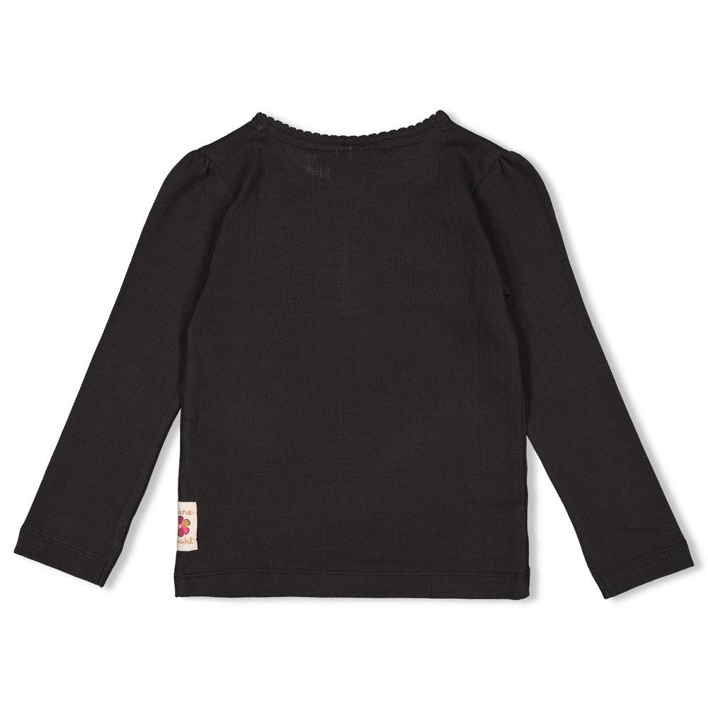 Meisjes Longsleeve ajour rib - Shine Bright van Jubel in de kleur Antraciet in maat 128.