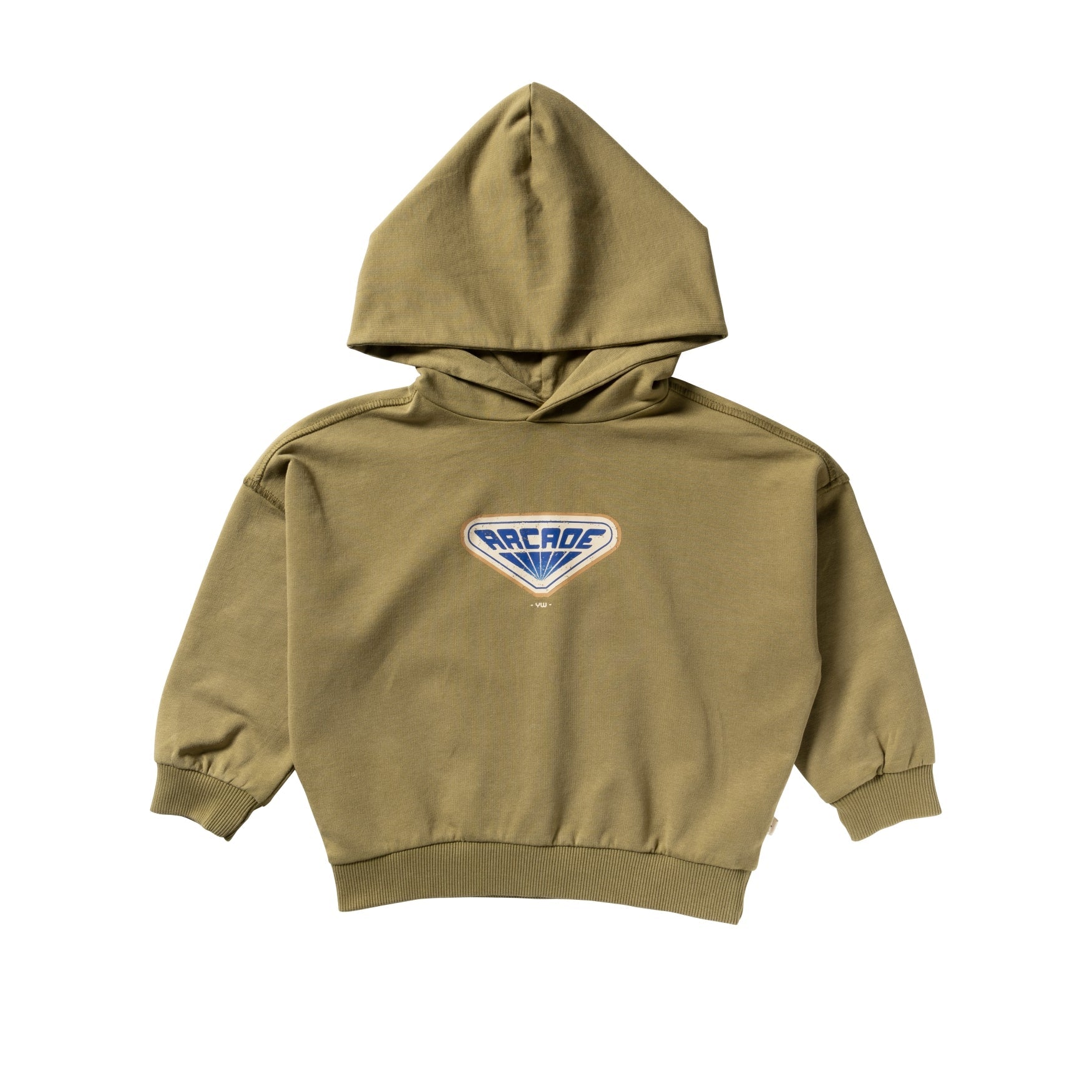 Jongens Garment Dye | Oversized Sweater van Your Wishes in de kleur Olive Branch in maat 128.