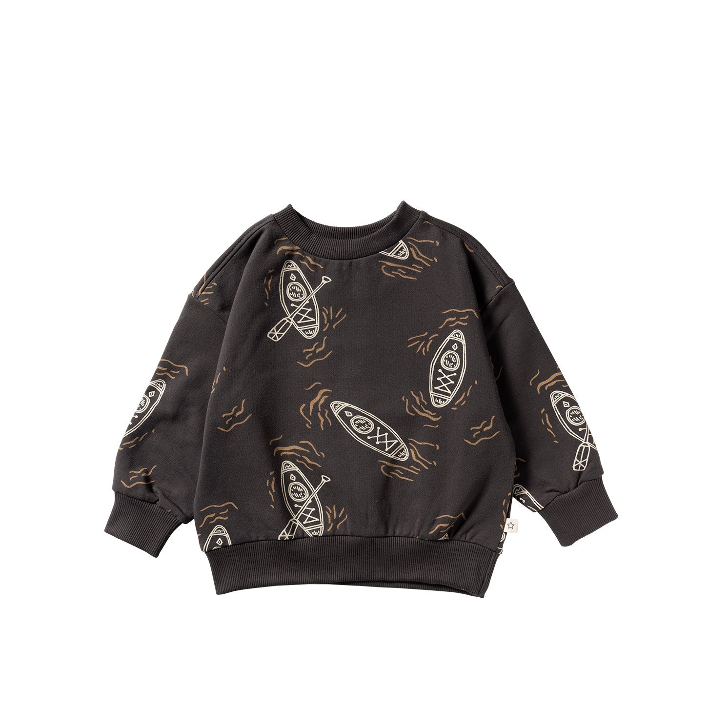 Jongens Canoe | Relaxed Sweater van Your Wishes in de kleur Raven in maat 128.