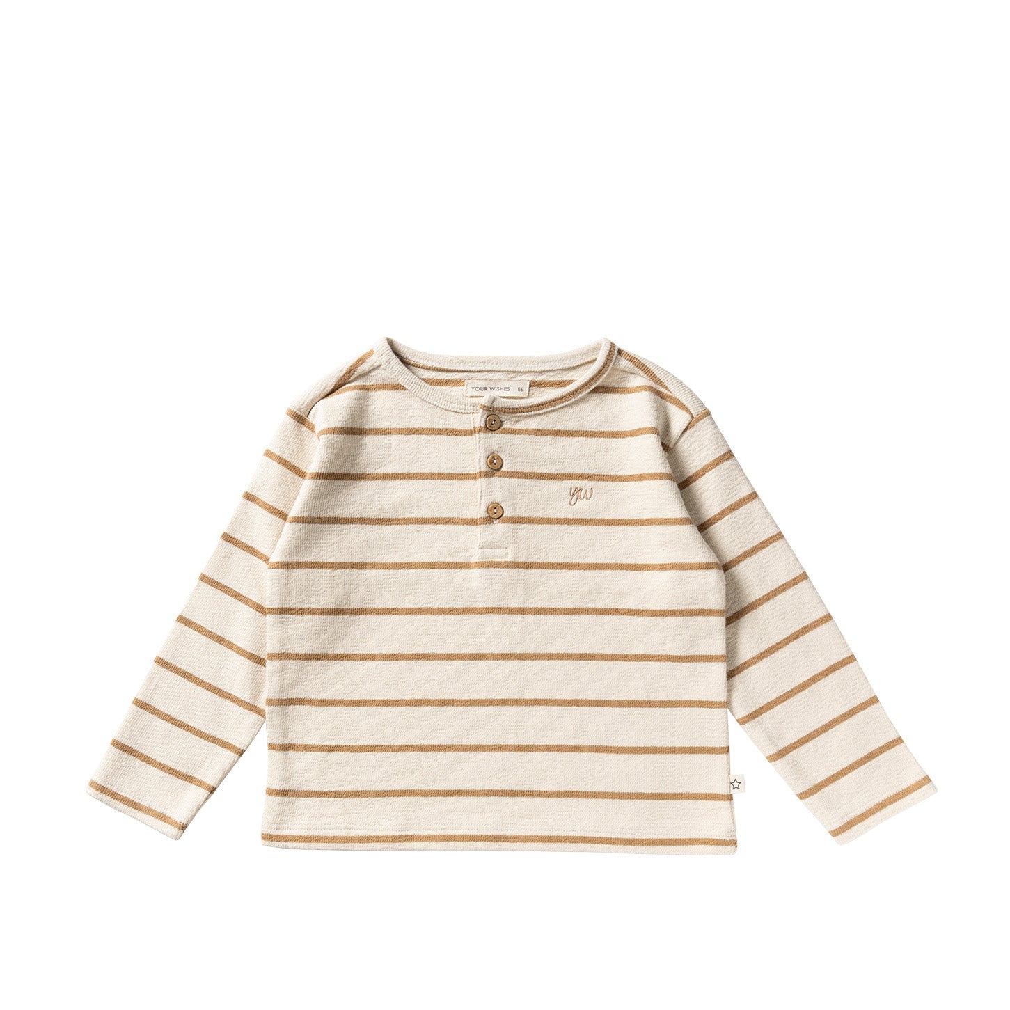 Jongens Stripe Terry | Relaxed Granddad Longsleeve van Your Wishes in de kleur Multicolor in maat 128.