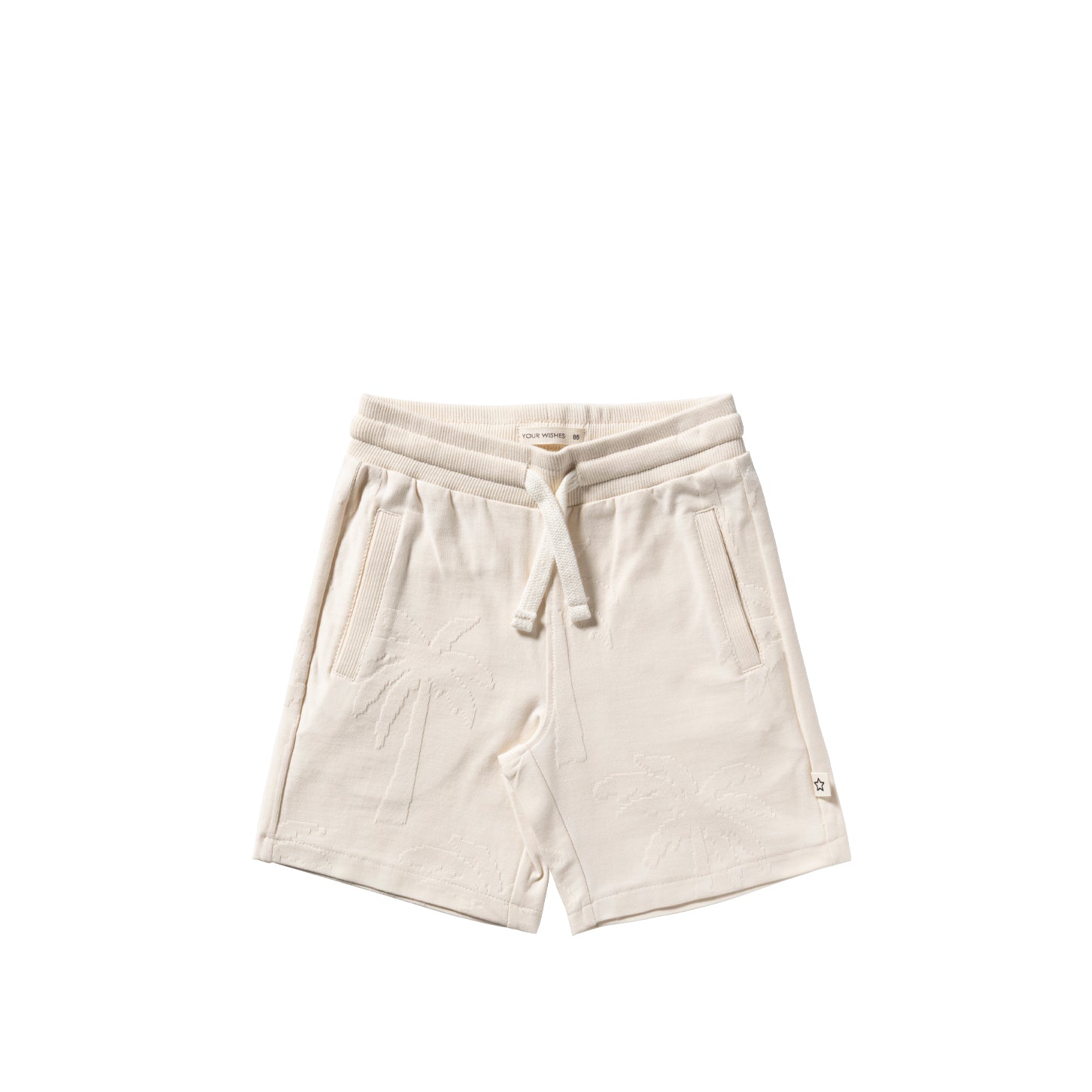 Jongens Stamped Palms | Bermuda Shorts van Your Wishes in de kleur White Swan in maat 128.