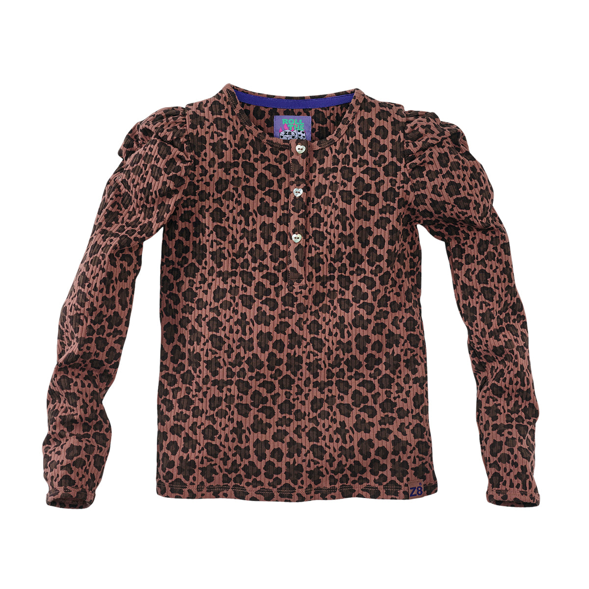 Meisjes Tricot rib longsleeve Louisa van Z8 in de kleur Amber Brown in maat 152-158.