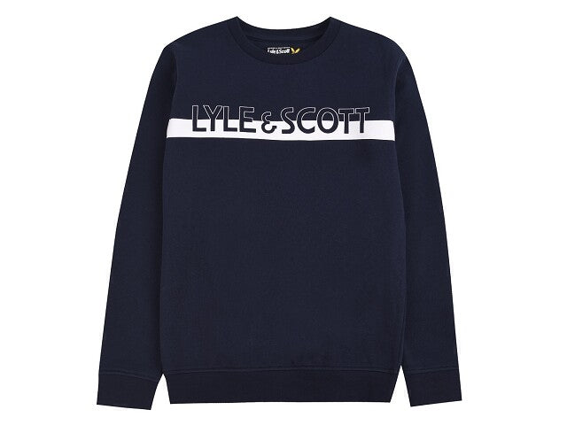 Lyle & Scott Sweater block logo crew navy Sweaters 170/176