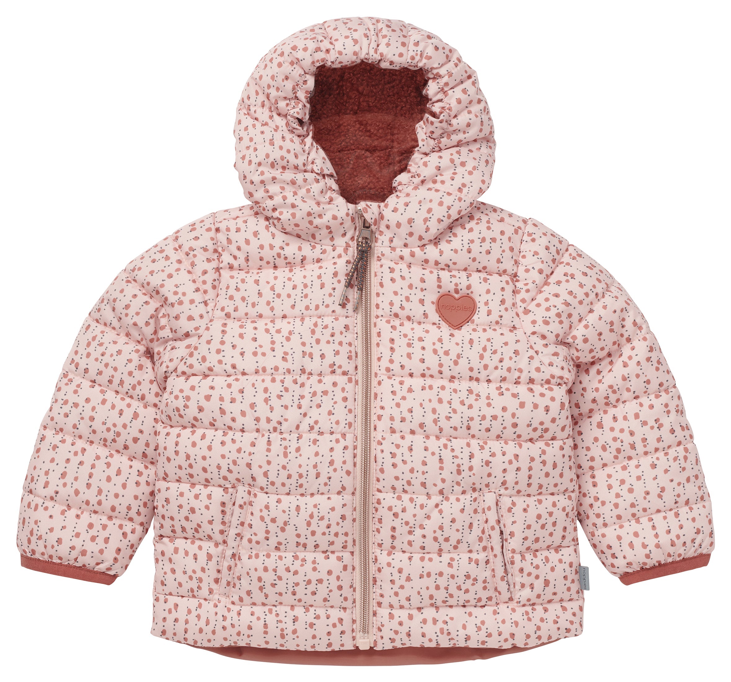 Meisjes Girls Jacket Labelle allover print van Noppies in de kleur Rose Smoke in maat 86.