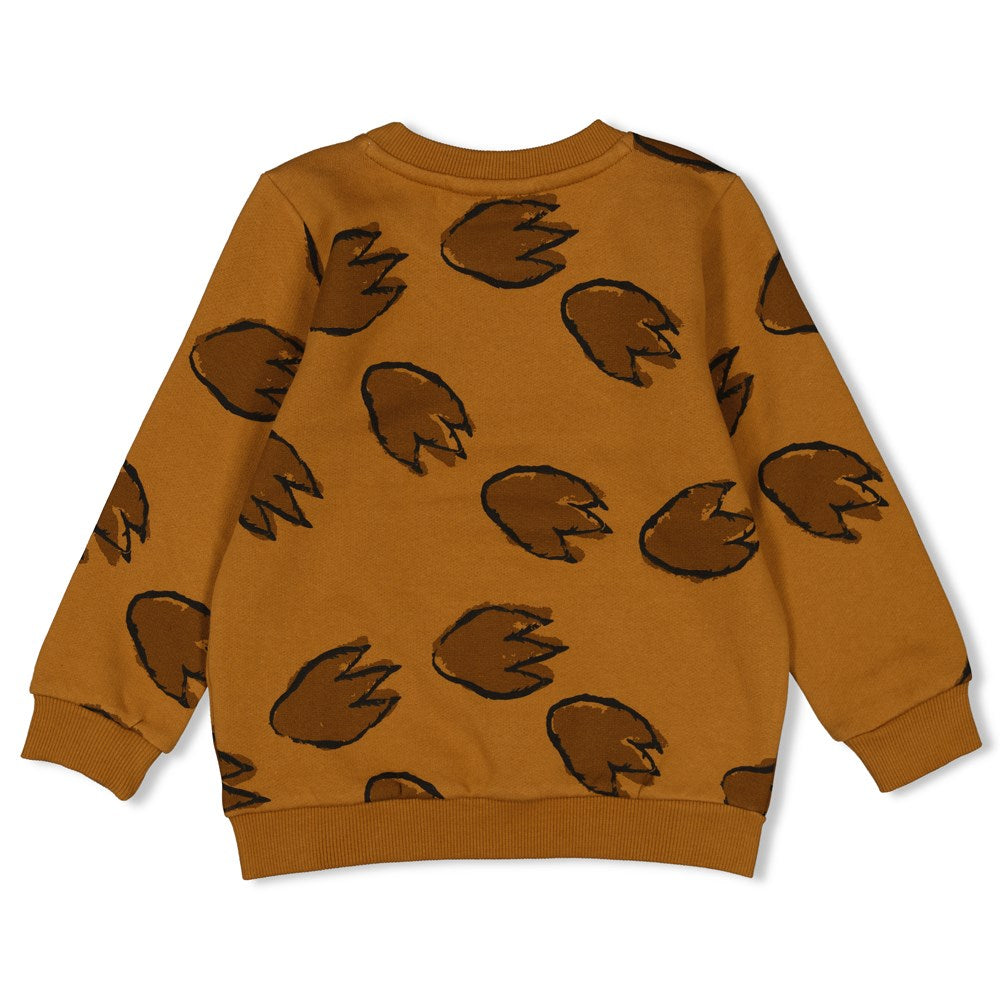 Jongens Sweater AOP - He Ho Dino van Sturdy in de kleur Bruin in maat 128.