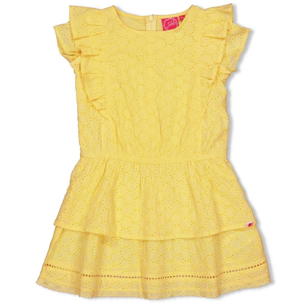 Meisjes Jurk broderie - Tutti Frutti van Jubel in de kleur Geel in maat 140.