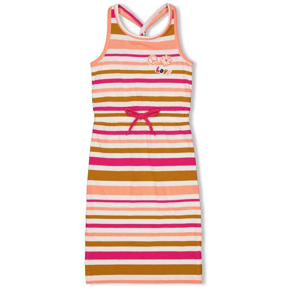 Meisjes Jurk streep - Whoopsie Daisy van Jubel in de kleur Neon Koraal in maat 140.
