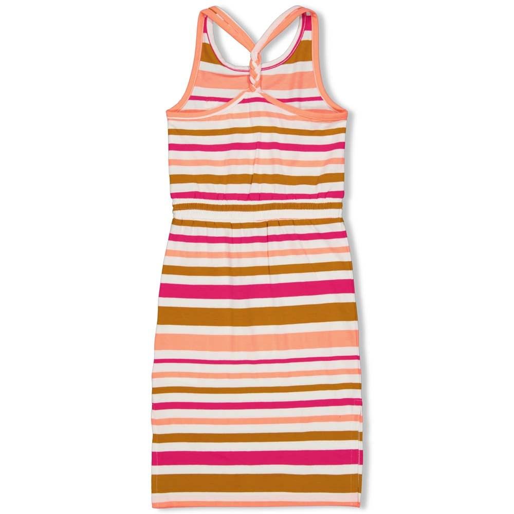 Meisjes Jurk streep - Whoopsie Daisy van Jubel in de kleur Neon Koraal in maat 140.