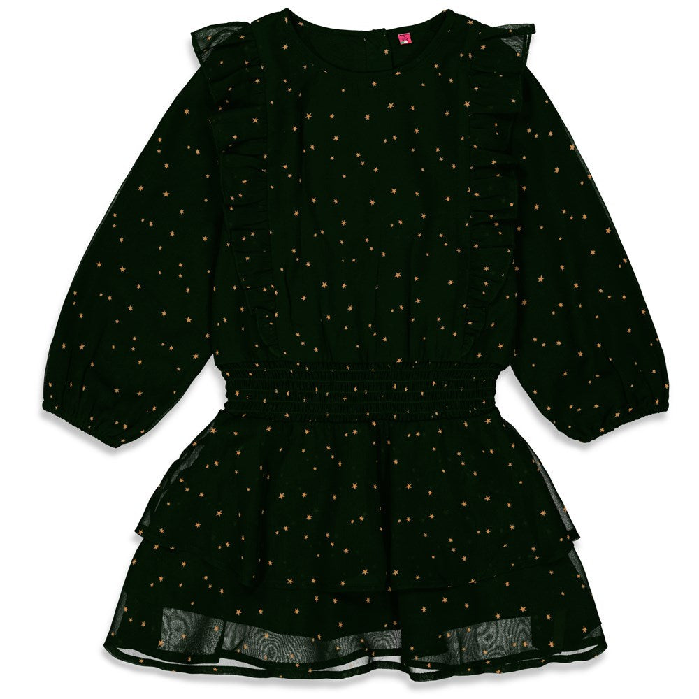 Meisjes Jurk voile - Red Velvet Circus van Jubel in de kleur Zwart in maat 140.