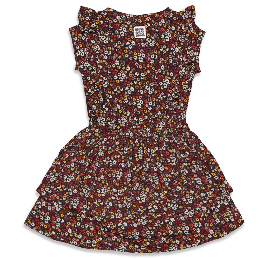 Meisjes Jurk AOP - Have A Nice Daisy van Jubel in de kleur Antraciet in maat 140.