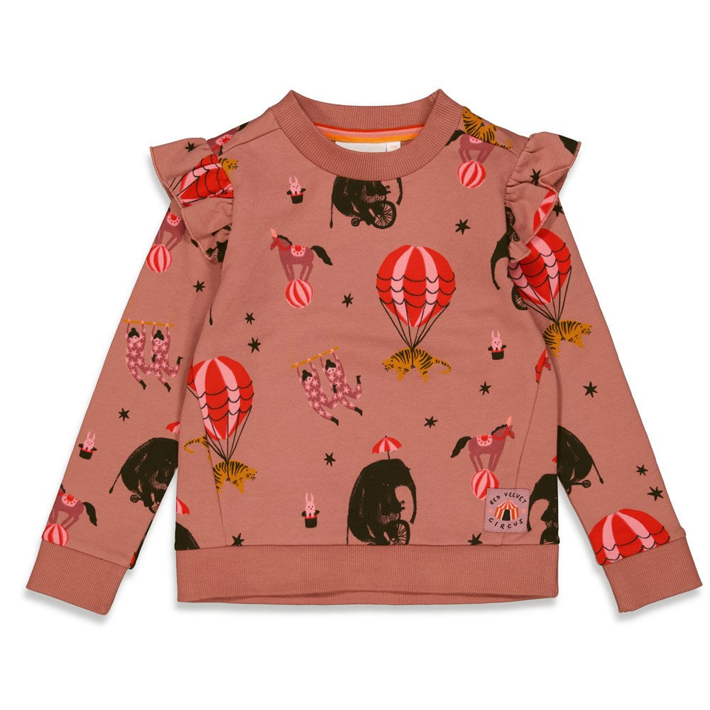 Meisjes Sweater AOP - Red Velvet Circus van Jubel in de kleur Vintage roze in maat 140.