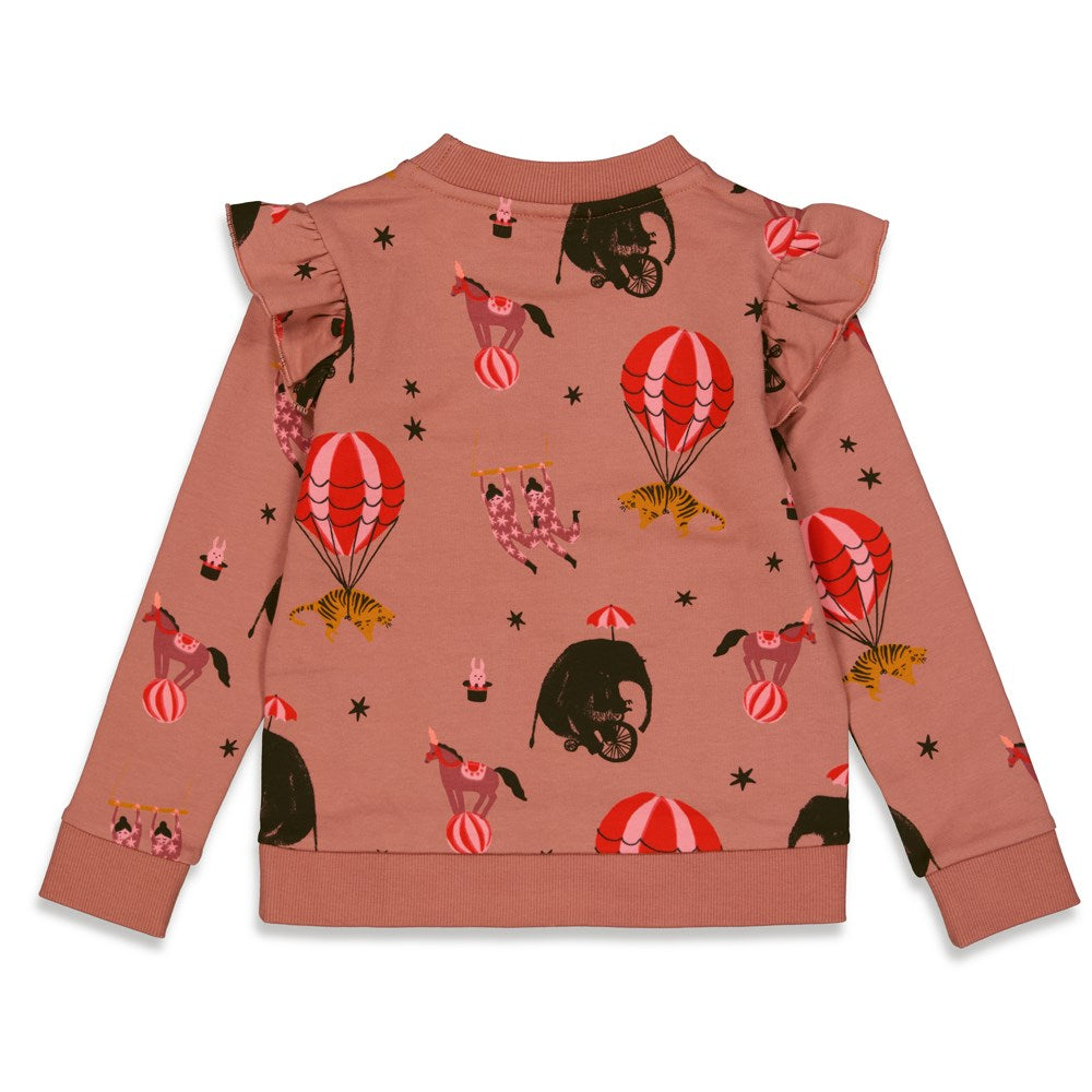 Meisjes Sweater AOP - Red Velvet Circus van Jubel in de kleur Vintage roze in maat 140.