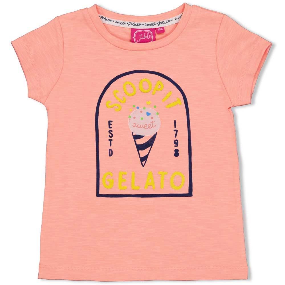 Meisjes T-shirt Gelato - Sweet Gelato van Jubel in de kleur Koraal in maat 140.