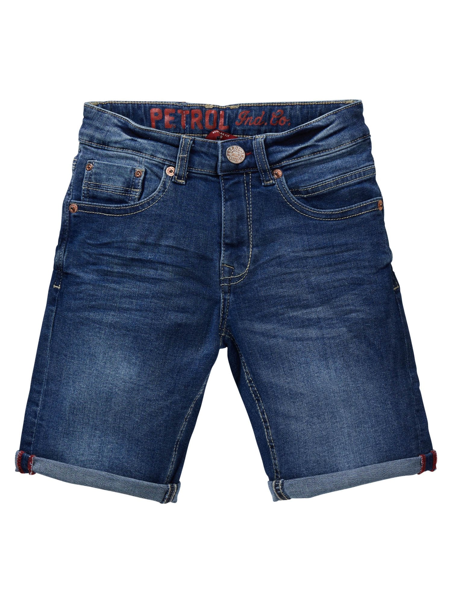 Jongens Jeansshort Bullseye van Petrol in de kleur Medium blue in maat 176.