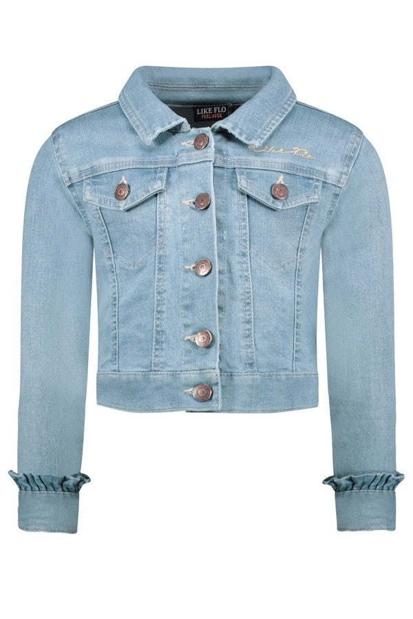 Meisjes Ls Denim Jacket van Like Flo in de kleur lt denim in maat 116.