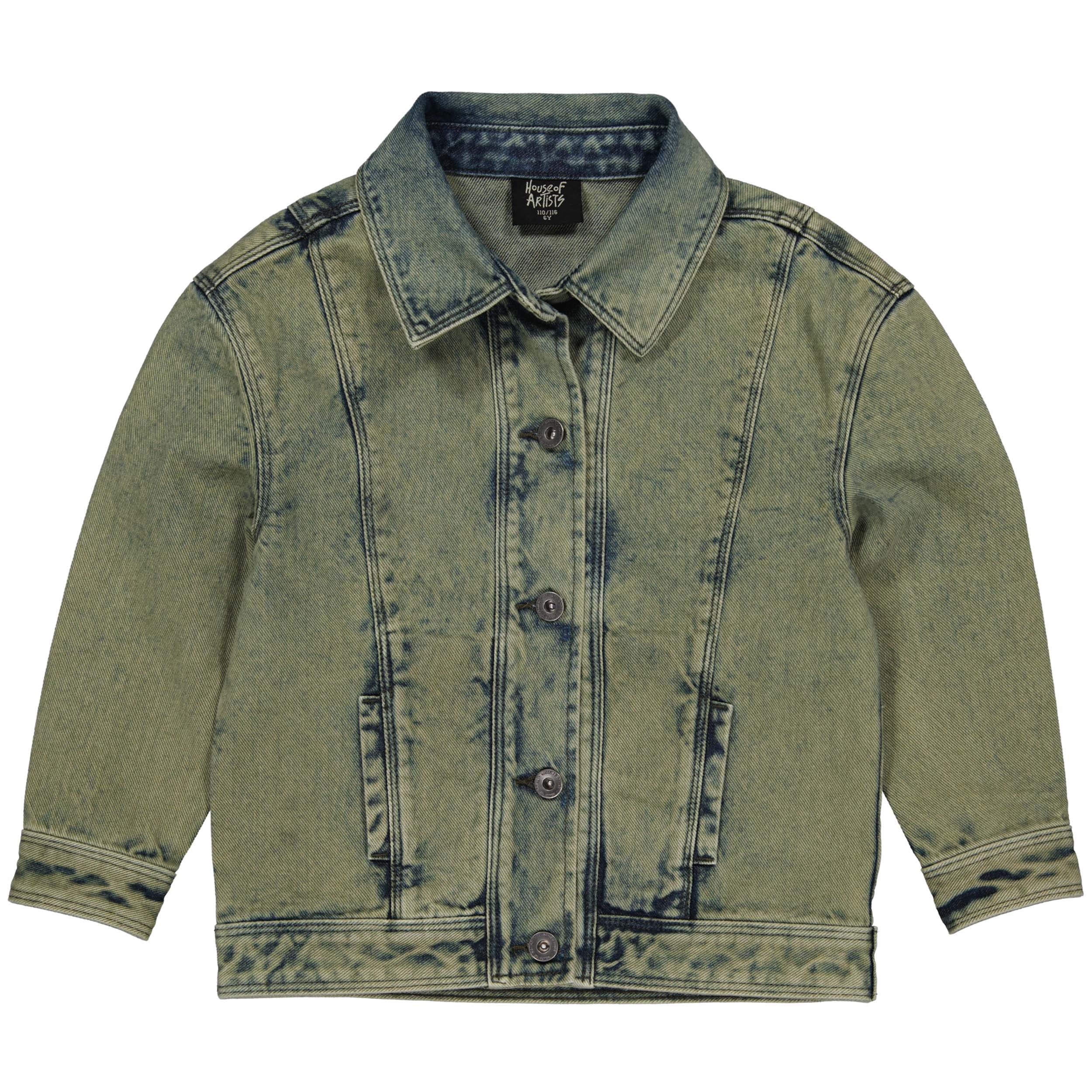 Unisexs Denim Jack Olive van House of Artists in de kleur Olive in maat 170-176.