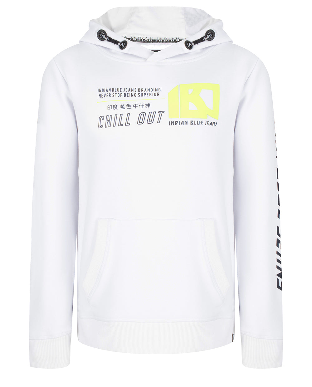 Jongens Hooded Chill Out van Indian Blue Jeans in de kleur White in maat 164.
