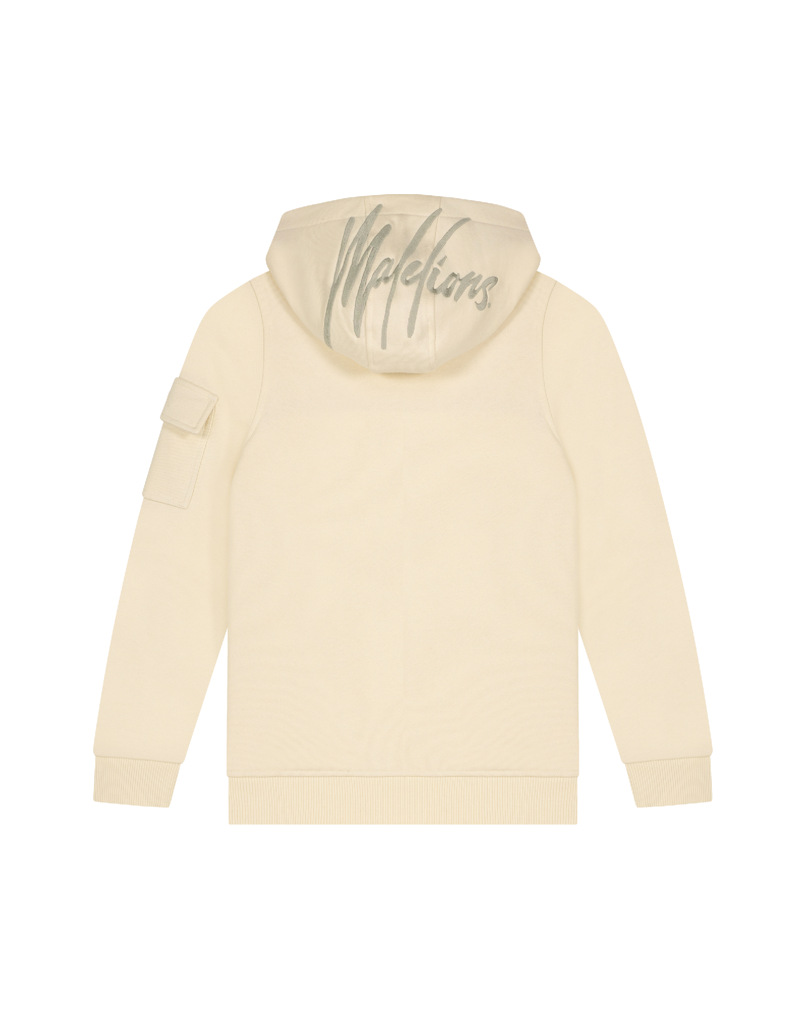 Jongens Junior Half-Zip Hoodie Beige/Taupe van Malelions in de kleur Beige/Taupe in maat 176.