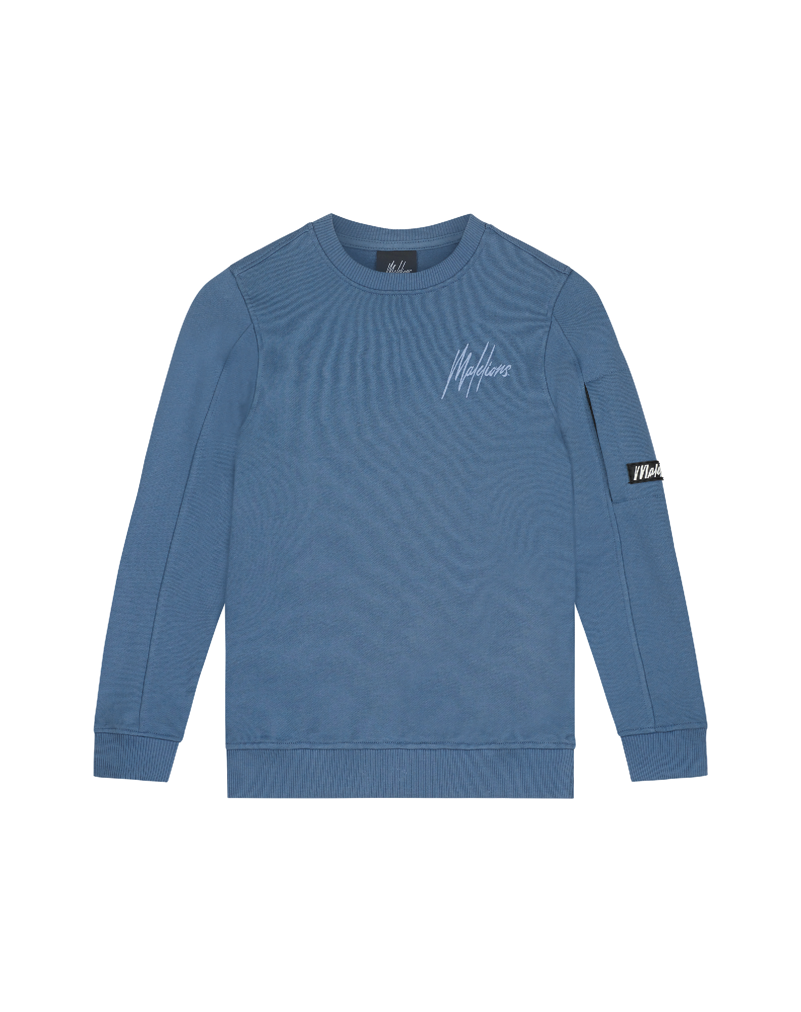 Jongens Junior Pocket Crewneck Vintage Blue/Light Blue van Malelions in de kleur Vintage Blue/Light Blue in maat 176.