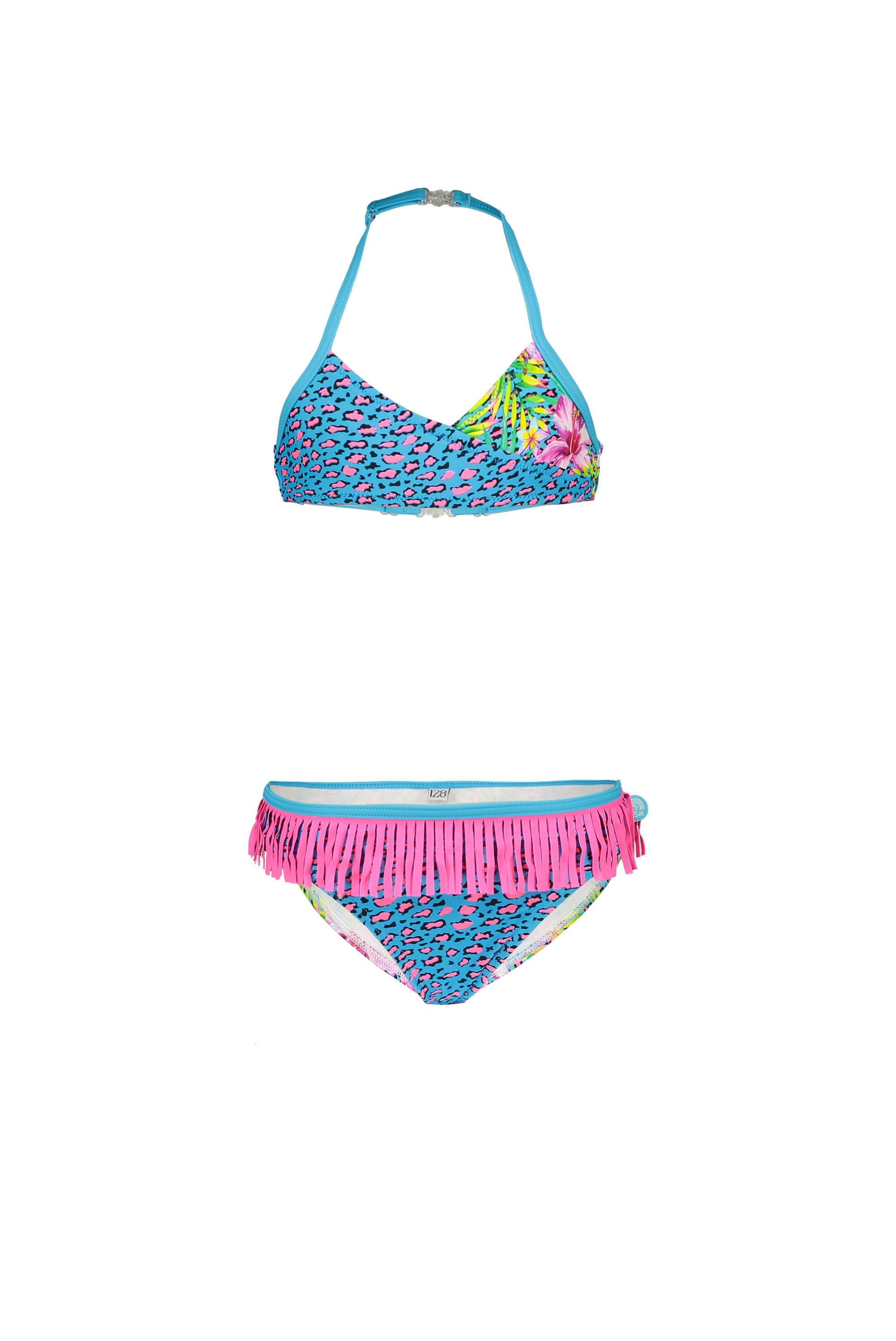 Meisjes Girls wrap bikini with ao van Just Beach in de kleur Tropical in maat 140.