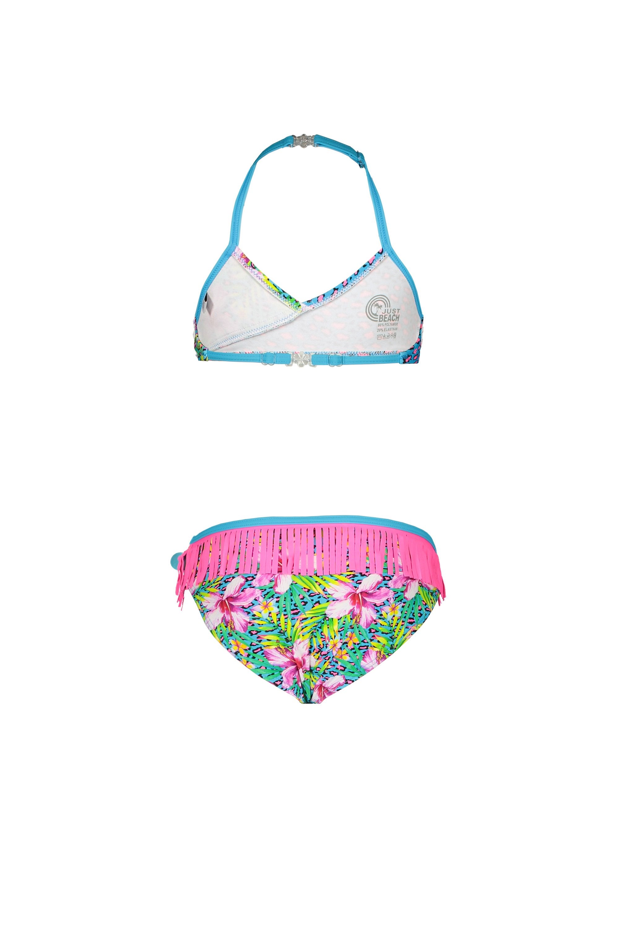Meisjes Girls wrap bikini with ao van Just Beach in de kleur Tropical in maat 140.