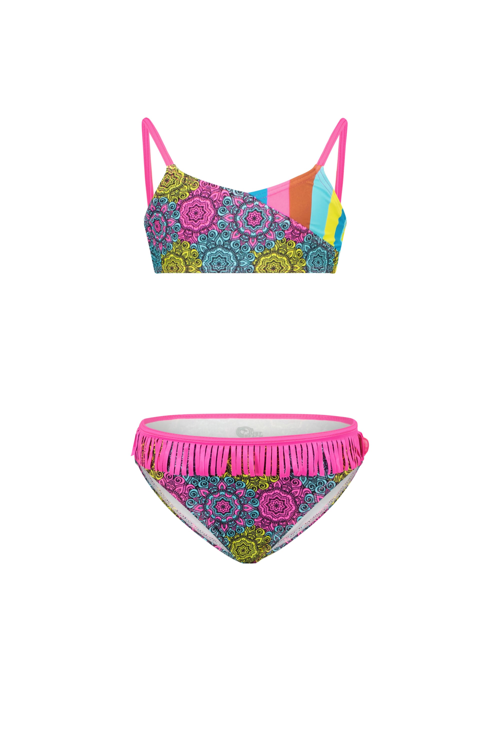 Just Beach Girls boho lemon bikini with fringe details on pants