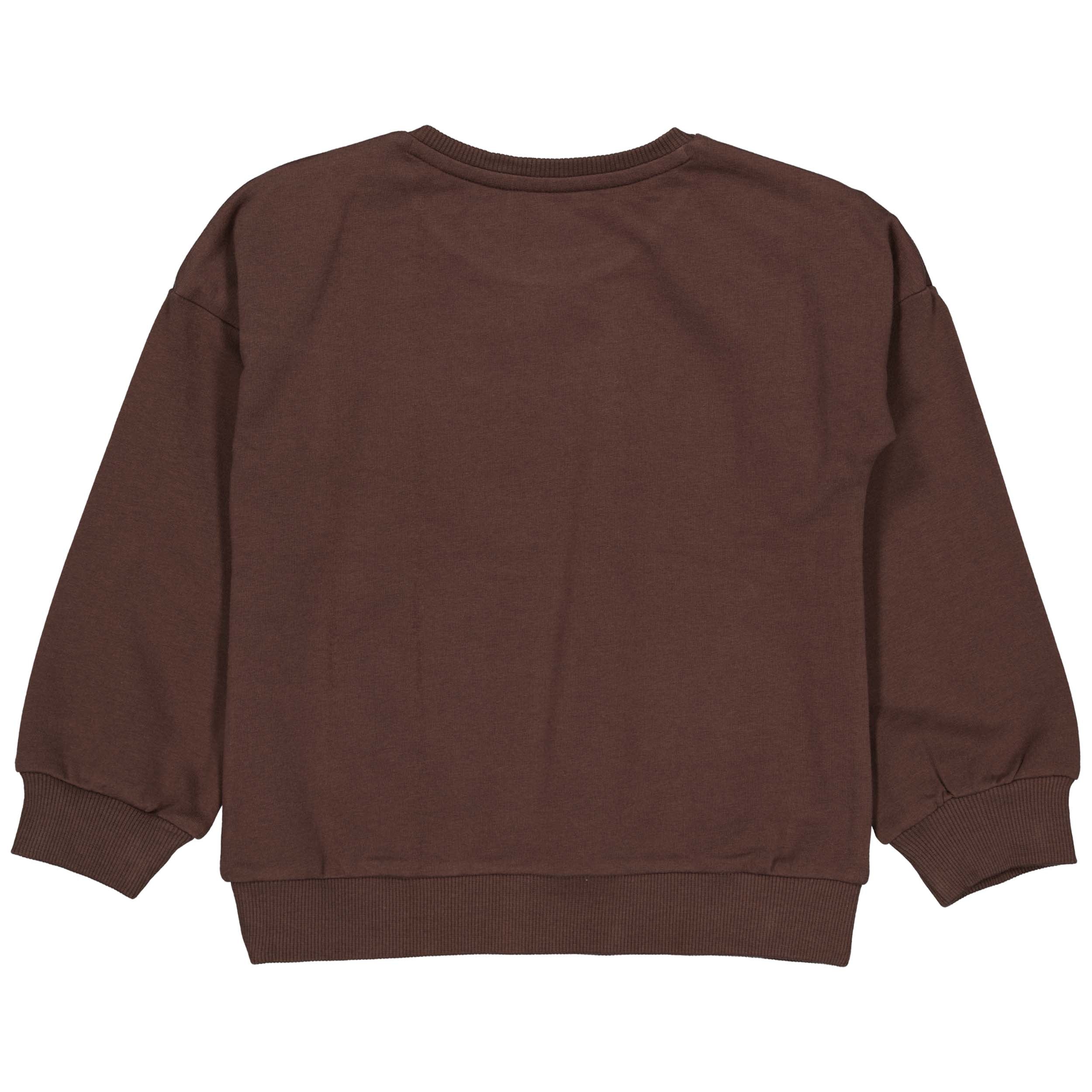 Meisjes Sweater BODILEW222 van Little Levv in de kleur Brown Dark in maat 128.